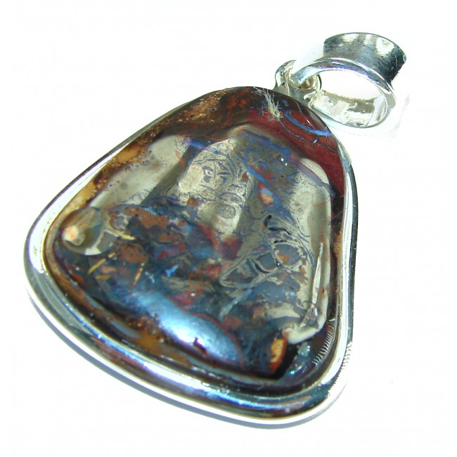 Authentic Australian Boulder Opal .925 Sterling Silver handmade Pendant - photo 1