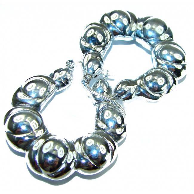 Highly Polished Fancy .925 Sterling Silver Italy made Earrings - photo 2