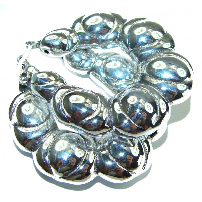 Highly Polished Fancy .925 Sterling Silver Italy made Earrings - photo 1