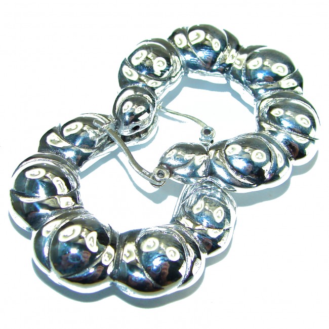 Highly Polished Fancy .925 Sterling Silver Italy made Earrings - photo 2