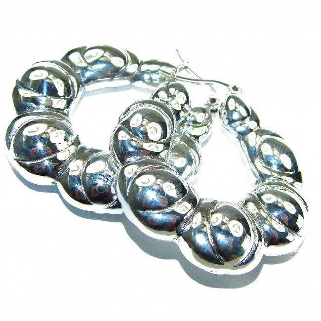 Highly Polished Fancy .925 Sterling Silver Italy made Earrings - photo 1