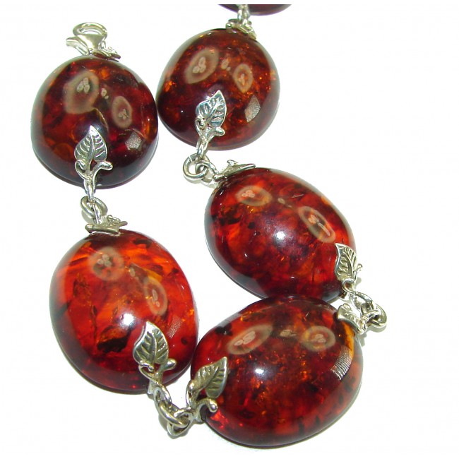 Cognac Color Beautiful Amber .925 Sterling Silver handcrafted Bracelet - photo 2