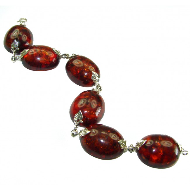 Cognac Color Beautiful Amber .925 Sterling Silver handcrafted Bracelet - photo 1