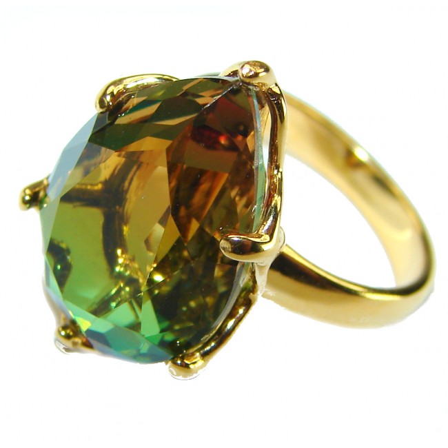 Brazilian Tourmaline 18K Gold over .925 Sterling Silver Perfectly handcrafted Ring s. 6