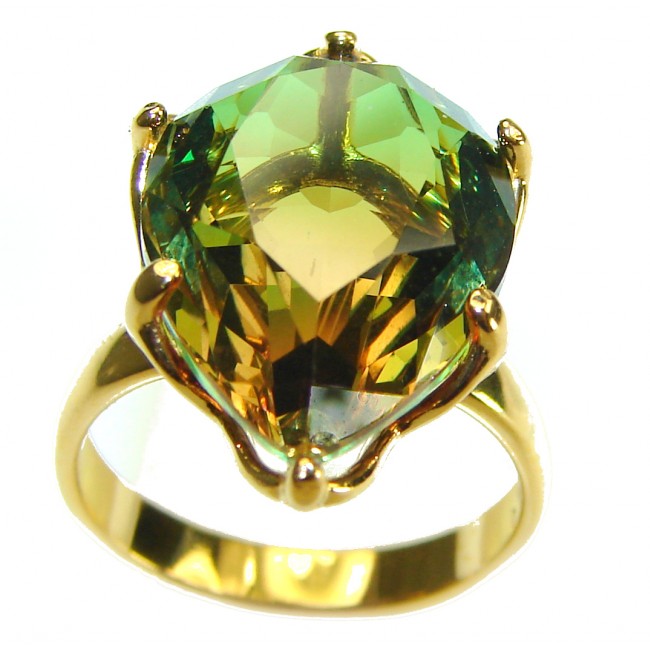 Brazilian Tourmaline 18K Gold over .925 Sterling Silver Perfectly handcrafted Ring s. 6