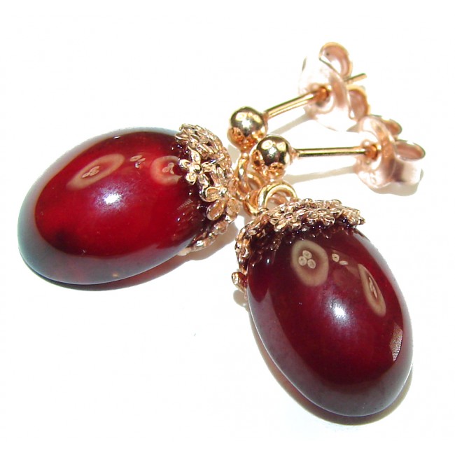 Authentic 8.5ct Garnet 14k Rose Gold over .925 Sterling Silver handmade earrings