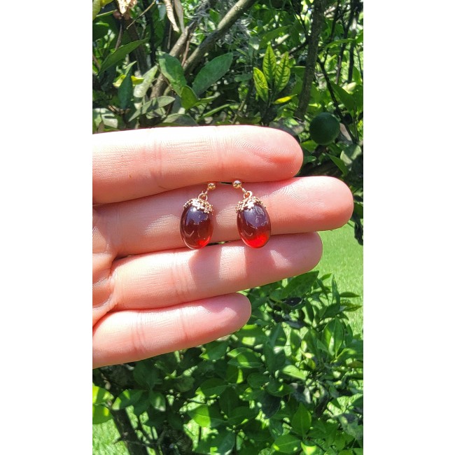 Authentic 8.5ct Garnet 14k Rose Gold over .925 Sterling Silver handmade earrings