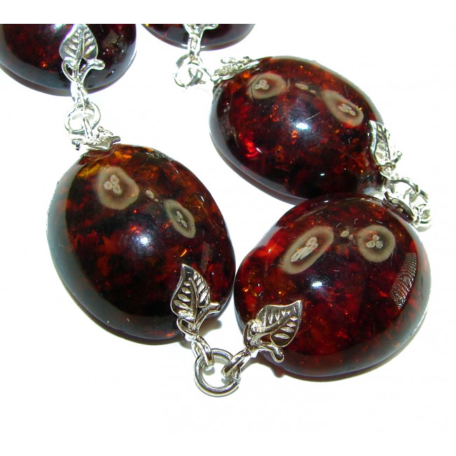 Cognac Color Beautiful Amber .925 Sterling Silver handcrafted Bracelet - photo 2