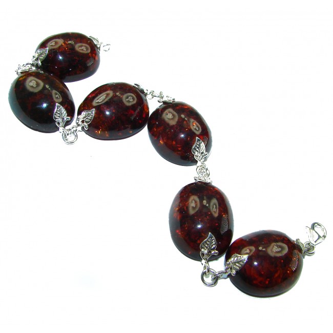 Cognac Color Beautiful Amber .925 Sterling Silver handcrafted Bracelet - photo 1