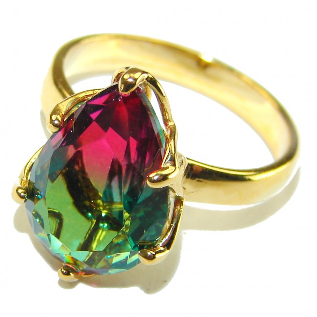 Brazilian Tourmaline 18K Gold over .925 Sterling Silver Perfectly handcrafted Ring s. 6 3/4