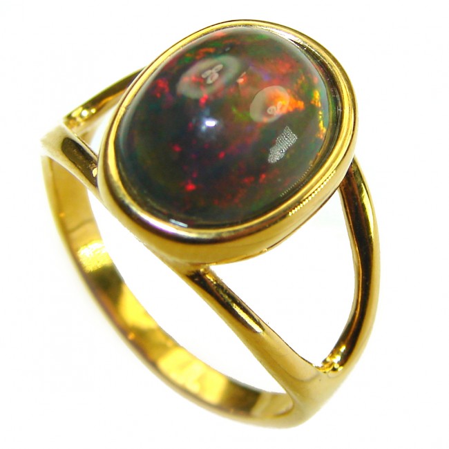 A Cosmic Power Genuine 6.5 carat Black Opal 18K Gold over .925 Sterling Silver handmade Ring size 7 - photo 2