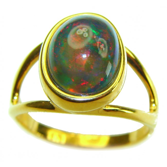 A Cosmic Power Genuine 6.5 carat Black Opal 18K Gold over .925 Sterling Silver handmade Ring size 7 - photo 1