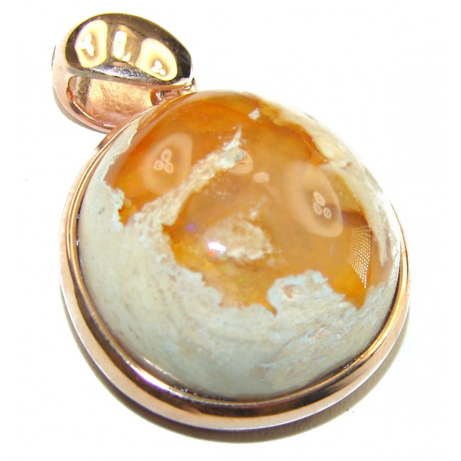 A Golden River Natural Mexican Fire Opal 14K Gold over .925 Sterling Silver handmade Pendant - photo 2