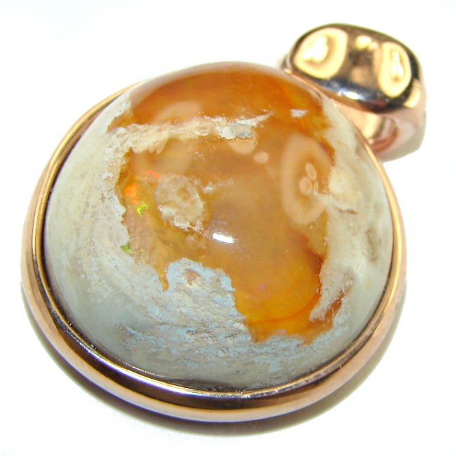 A Golden River Natural Mexican Fire Opal 14K Gold over .925 Sterling Silver handmade Pendant - photo 1