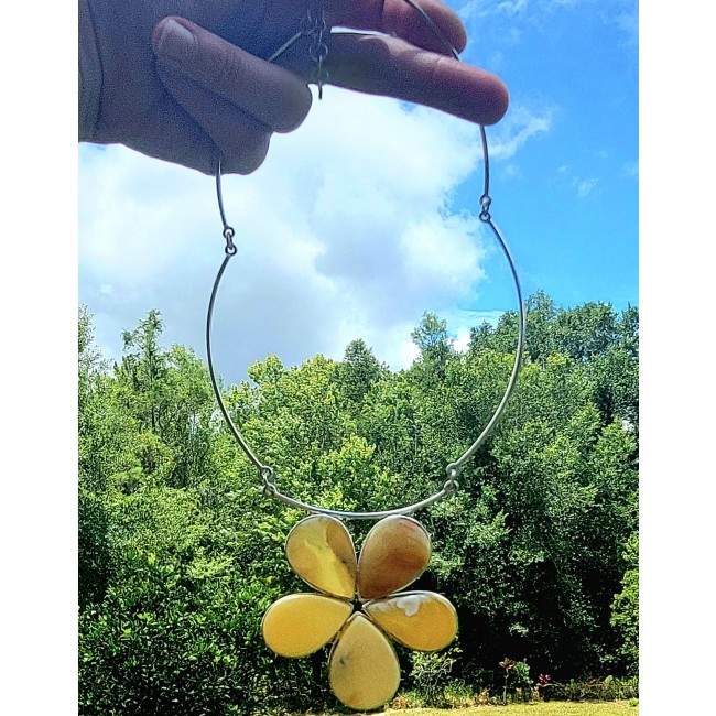 Dazzling Large Flower Natural Baltic Butterscotch Amber .925 Sterling Silver handcrafted necklace - photo 1