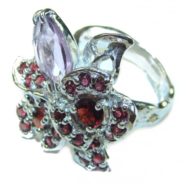 Fancy authentic Amethyst .925 Sterling Silver handcrafted ering s. 7 3/4 - photo 2