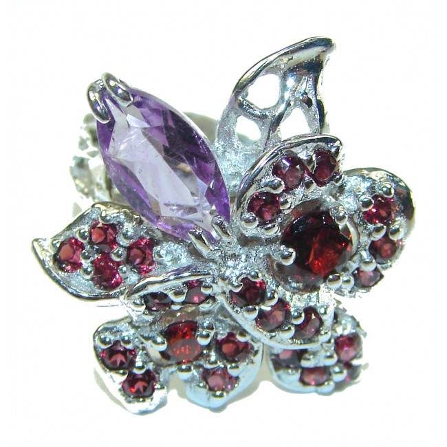 Fancy authentic Amethyst .925 Sterling Silver handcrafted ering s. 7 3/4 - photo 1