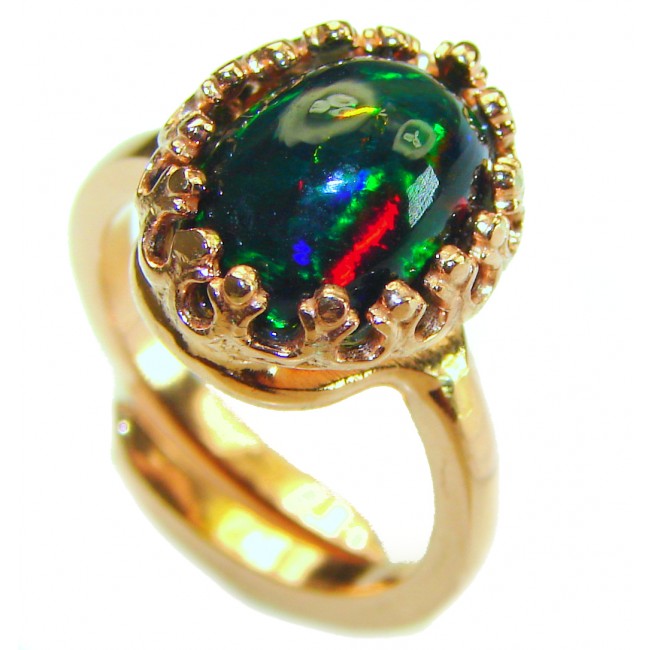 Other Galaxy Genuine 8.5 carat Black Opal 18K Gold over .925 Sterling Silver handmade Ring size 6 adjustable