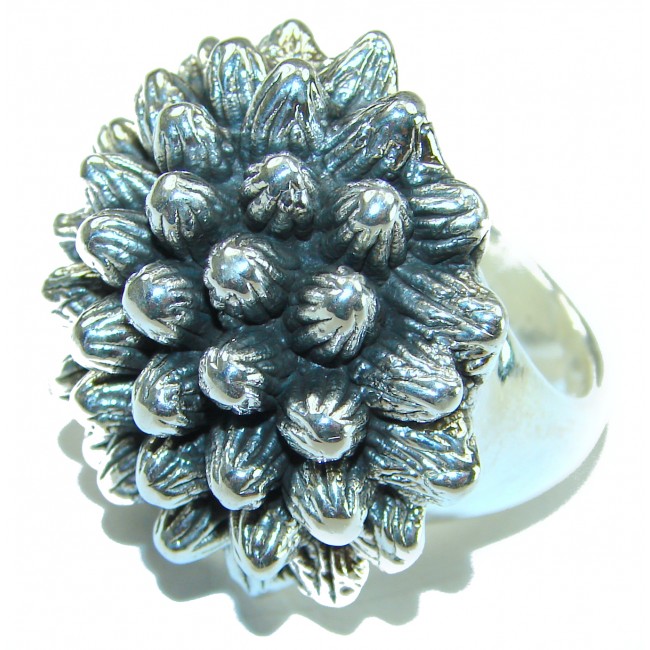 Large Flower Bali made .925 Sterling Silver handcrafted Ring s. 6 1/2 - photo 2