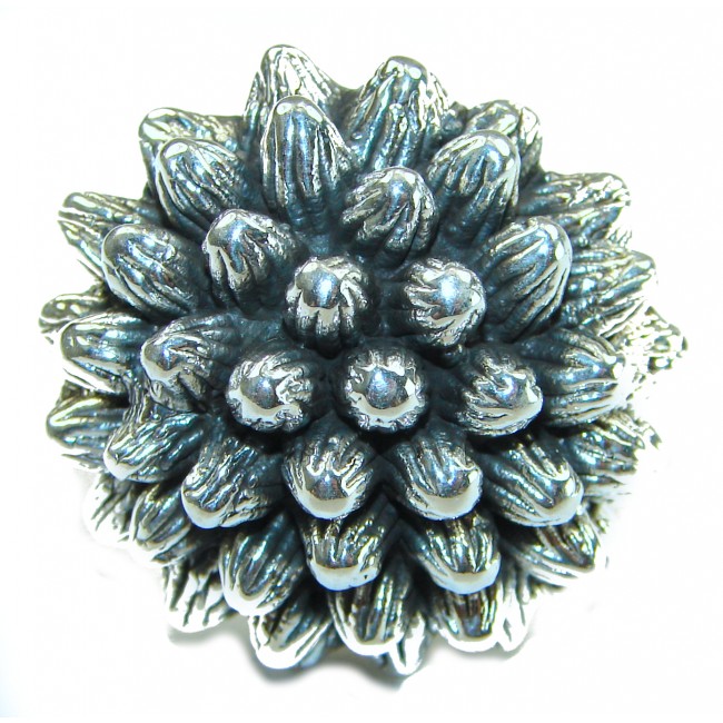 Large Flower Bali made .925 Sterling Silver handcrafted Ring s. 6 1/2 - photo 1