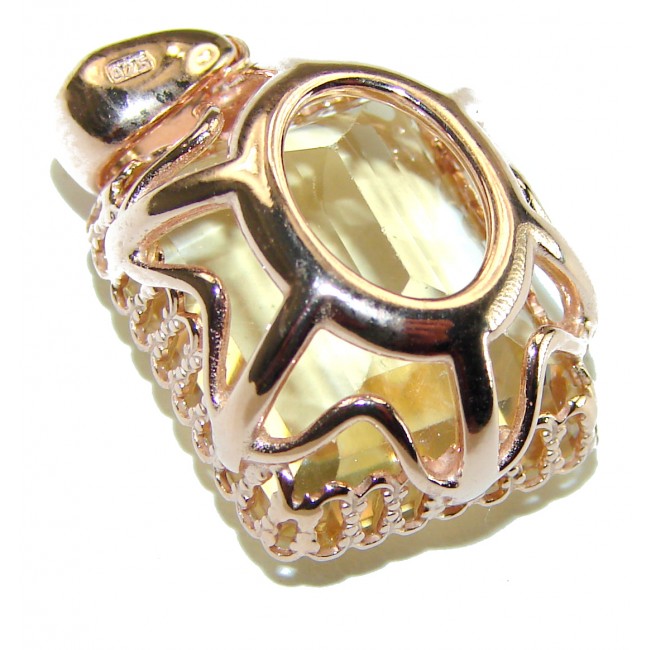 Phenomenal Citrine 14K Rose Gold over .925 Sterling Silver handcrafted Pendant - photo 2