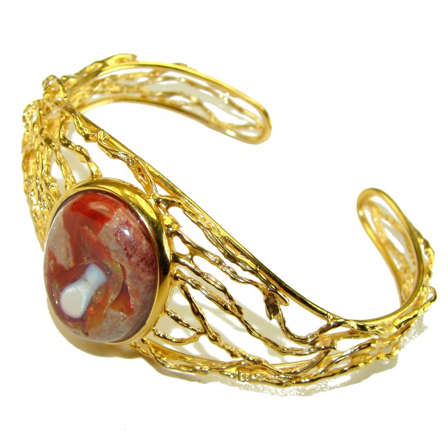 Authentic Mexican Opal handmade 14K Gold over .925 Sterling Silver Bracelet / Cuff - photo 2