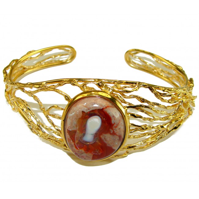 Authentic Mexican Opal handmade 14K Gold over .925 Sterling Silver Bracelet / Cuff - photo 1