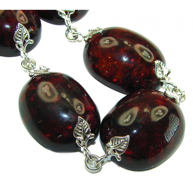 Cognac Color Beautiful Amber .925 Sterling Silver handcrafted Bracelet - photo 3