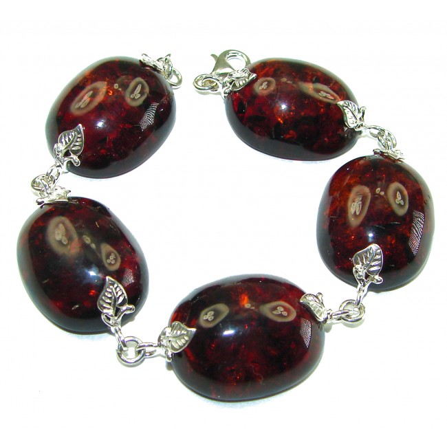 Cognac Color Beautiful Amber .925 Sterling Silver handcrafted Bracelet - photo 2