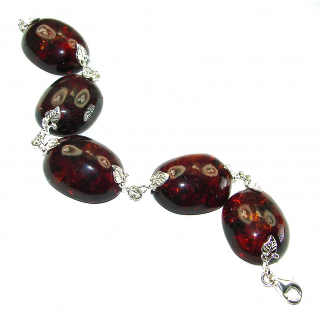 Cognac Color Beautiful Amber .925 Sterling Silver handcrafted Bracelet - photo 1