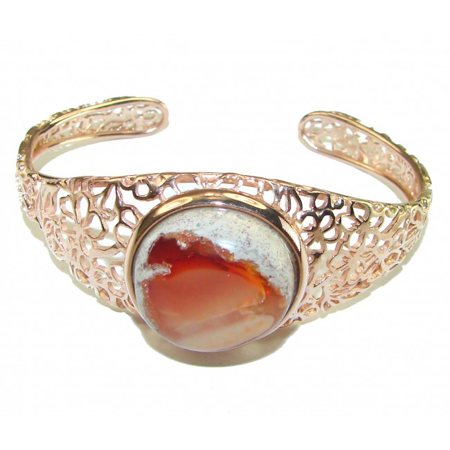 Arizona Sunset Mexican Opal handmade 14K Rose Gold over .925 Sterling Silver Bracelet / Cuff - photo 3