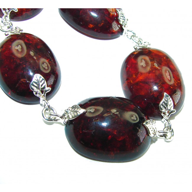 Cognac Color Beautiful Amber .925 Sterling Silver handcrafted Bracelet - photo 1