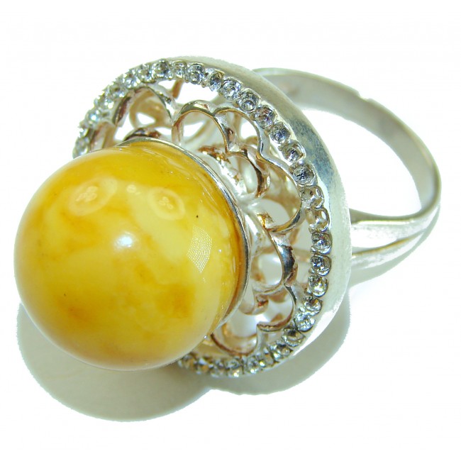 Modern Concept Natural Butterscotch Baltic Amber .925 Sterling Silver ring s. 9 1/4 - photo 1