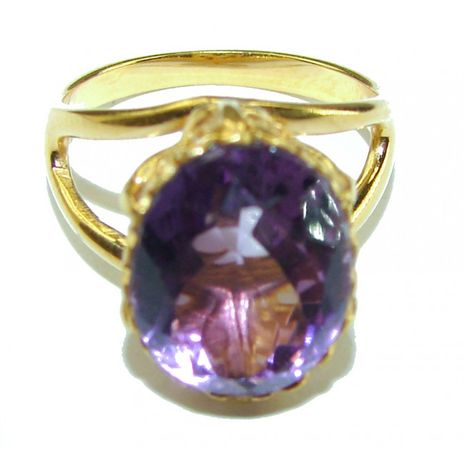 Purple Amethyst 14K Rose Gold over .925 Sterling Silver Handcrafted Ring size 6 1/2 - photo 3