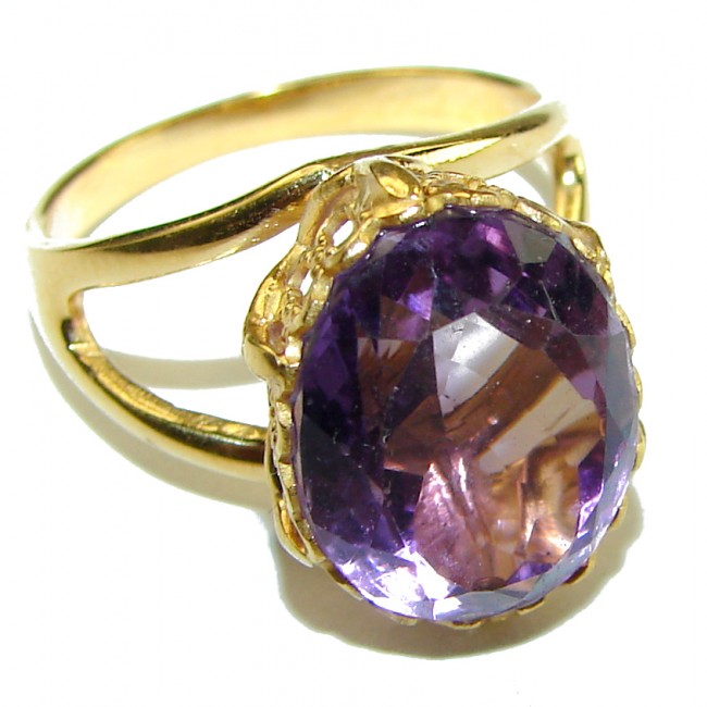 Purple Amethyst 14K Rose Gold over .925 Sterling Silver Handcrafted Ring size 6 1/2 - photo 2