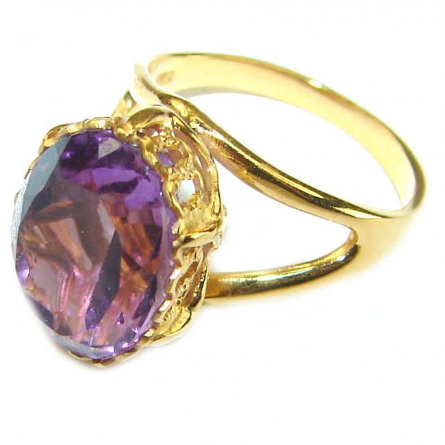 Purple Amethyst 14K Rose Gold over .925 Sterling Silver Handcrafted Ring size 6 1/2 - photo 1