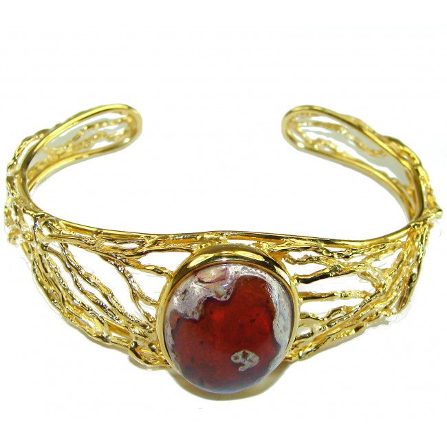 Arizona Sunset Mexican Opal handmade 14K Gold over .925 Sterling Silver Bracelet / Cuff - photo 2