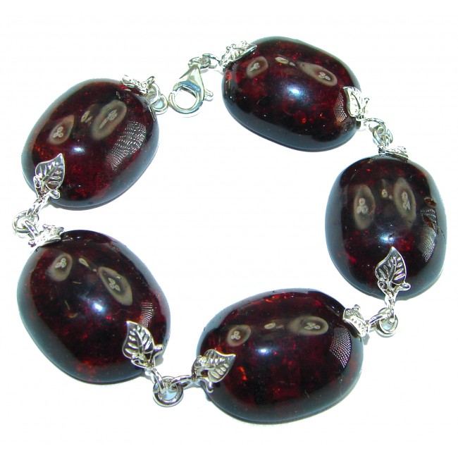 Cognac Color Beautiful Amber .925 Sterling Silver handcrafted Bracelet - photo 3