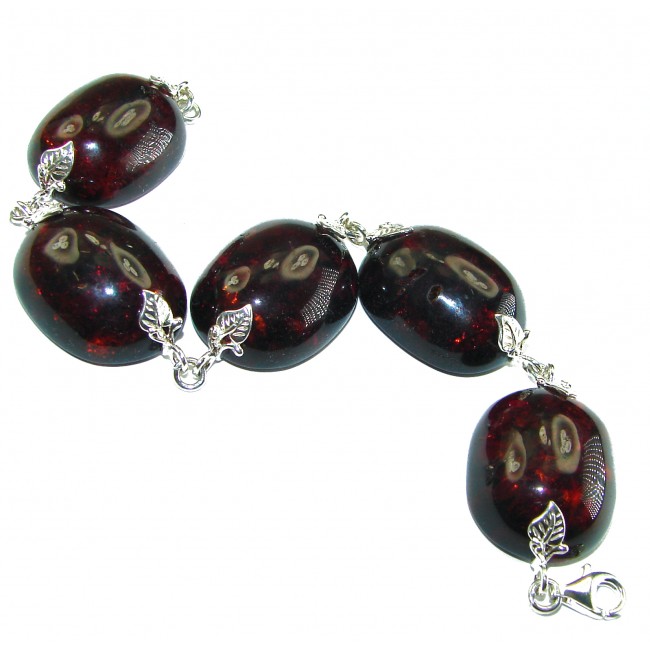 Cognac Color Beautiful Amber .925 Sterling Silver handcrafted Bracelet - photo 2