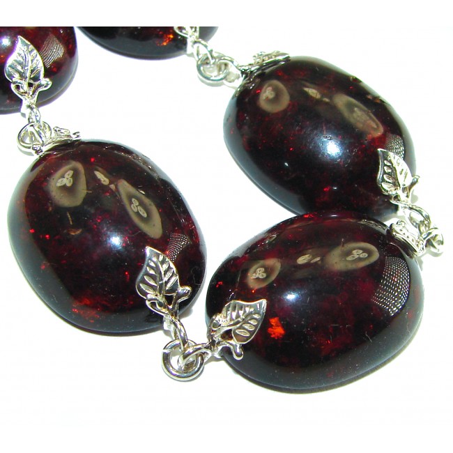 Cognac Color Beautiful Amber .925 Sterling Silver handcrafted Bracelet - photo 1