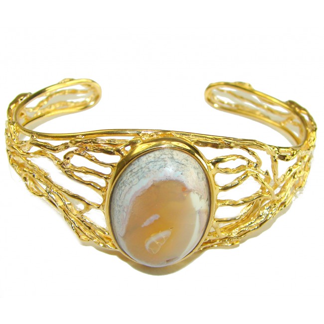Authentic Mexican Opal handmade 14K Gold over .925 Sterling Silver Bracelet / Cuff - photo 3