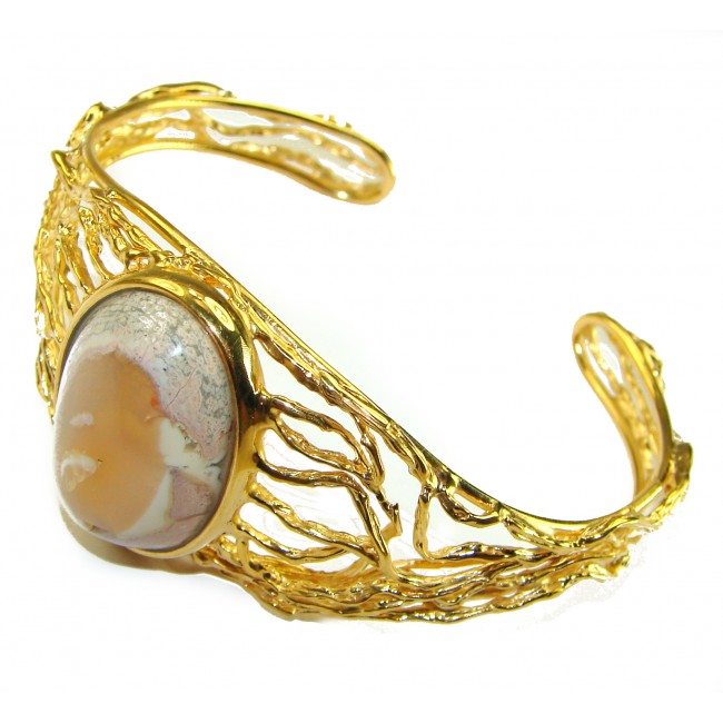 Authentic Mexican Opal handmade 14K Gold over .925 Sterling Silver Bracelet / Cuff - photo 1