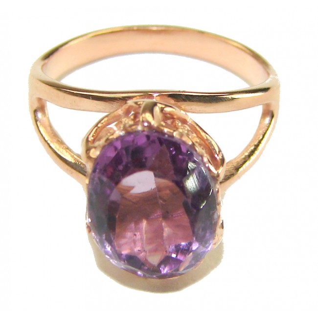 Purple Amethyst 14K Rose Gold over .925 Sterling Silver Handcrafted Ring size 6 1/2 - photo 2