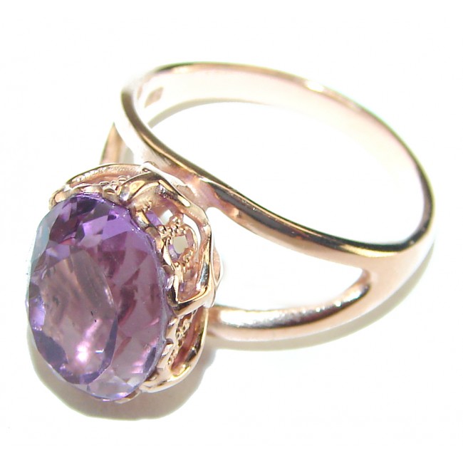 Purple Amethyst 14K Rose Gold over .925 Sterling Silver Handcrafted Ring size 6 1/2 - photo 1