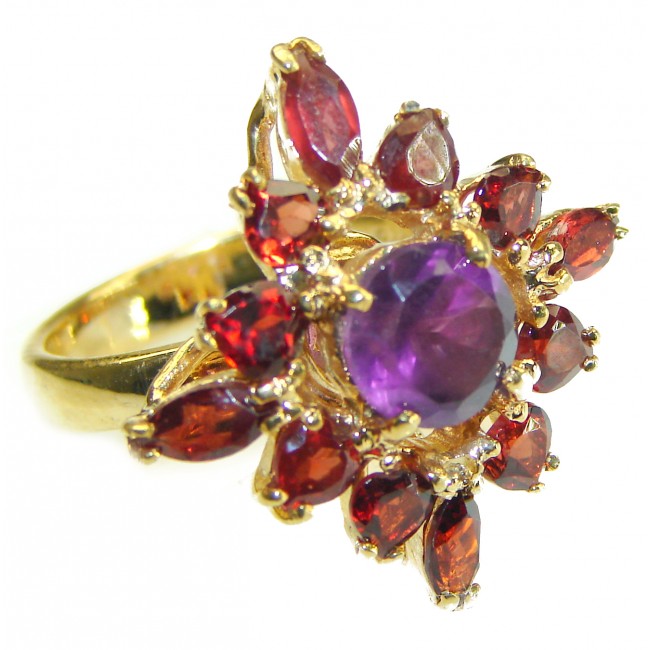 Amethyst 14K Gold over .925 Sterling Silver Handcrafted Ring size 7 3/4 - photo 3