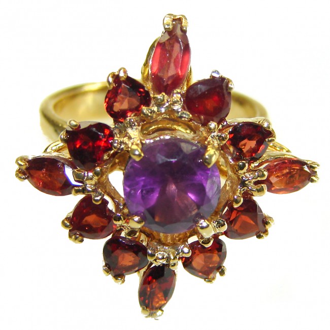 Amethyst 14K Gold over .925 Sterling Silver Handcrafted Ring size 7 3/4 - photo 2