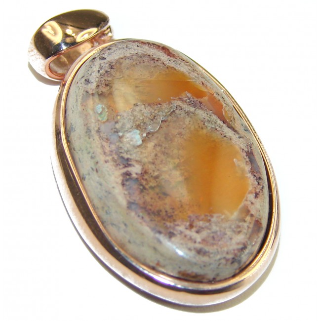 Natural Mexican Fire Opal 14K Rose Gold over .925 Sterling Silver handmade Pendant - photo 1