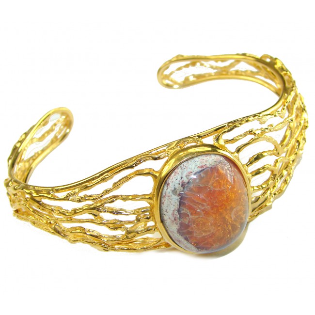 Authentic Mexican Opal handmade 14K Gold over .925 Sterling Silver Bracelet / Cuff - photo 3