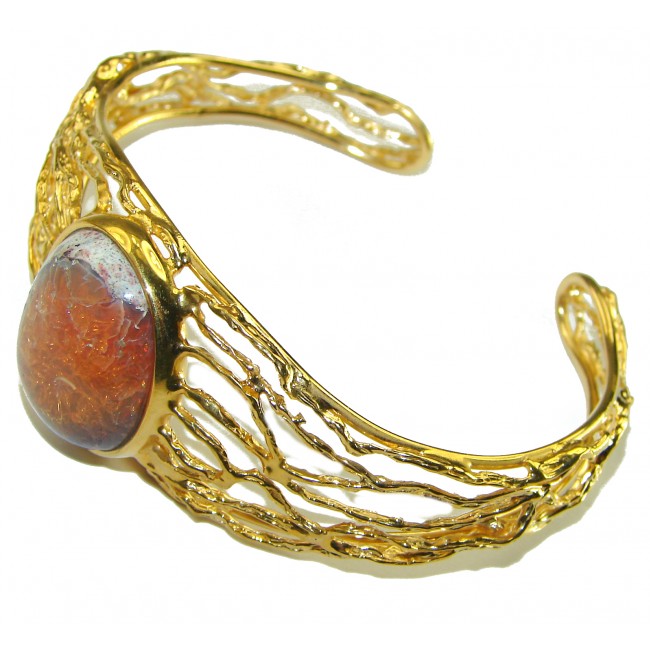 Authentic Mexican Opal handmade 14K Gold over .925 Sterling Silver Bracelet / Cuff - photo 1