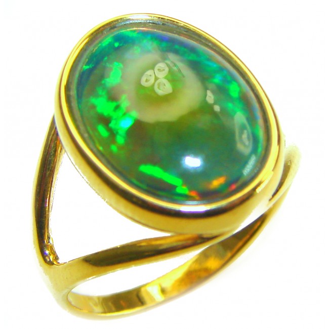 A Milky Way Genuine 14.9 carat Black Opal 18K Gold over .925 Sterling Silver handmade Ring size 7 - photo 3